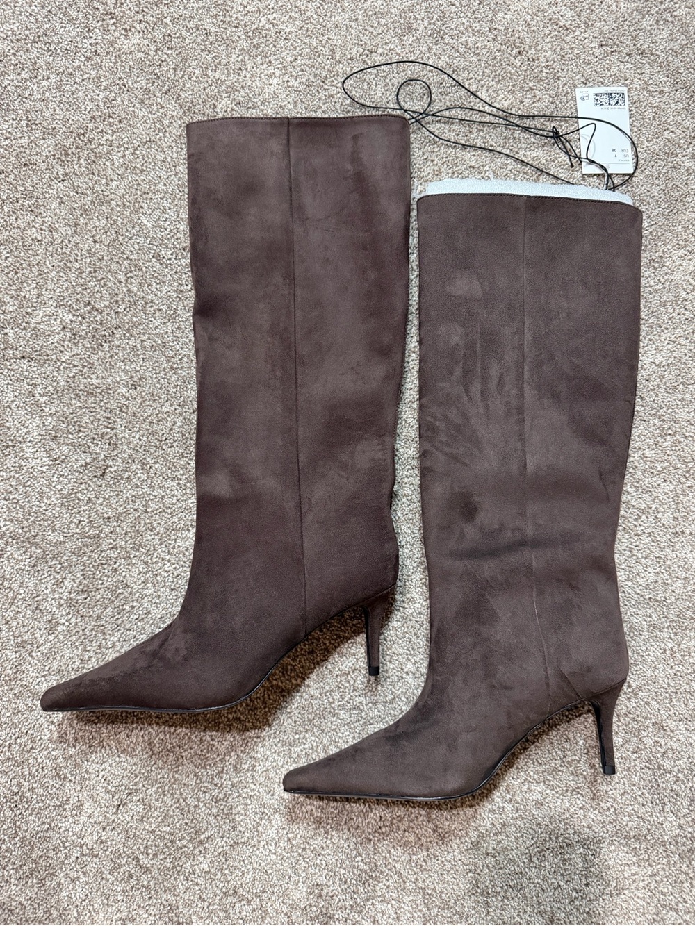 NWT Women's Dark Brown Knee-High Pointed Toe Stiletto Boots